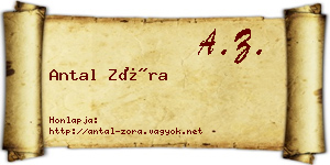 Antal Zóra névjegykártya